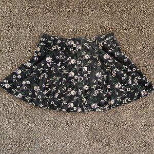 American Eagle Outfitters Black Floral Skater Skirt